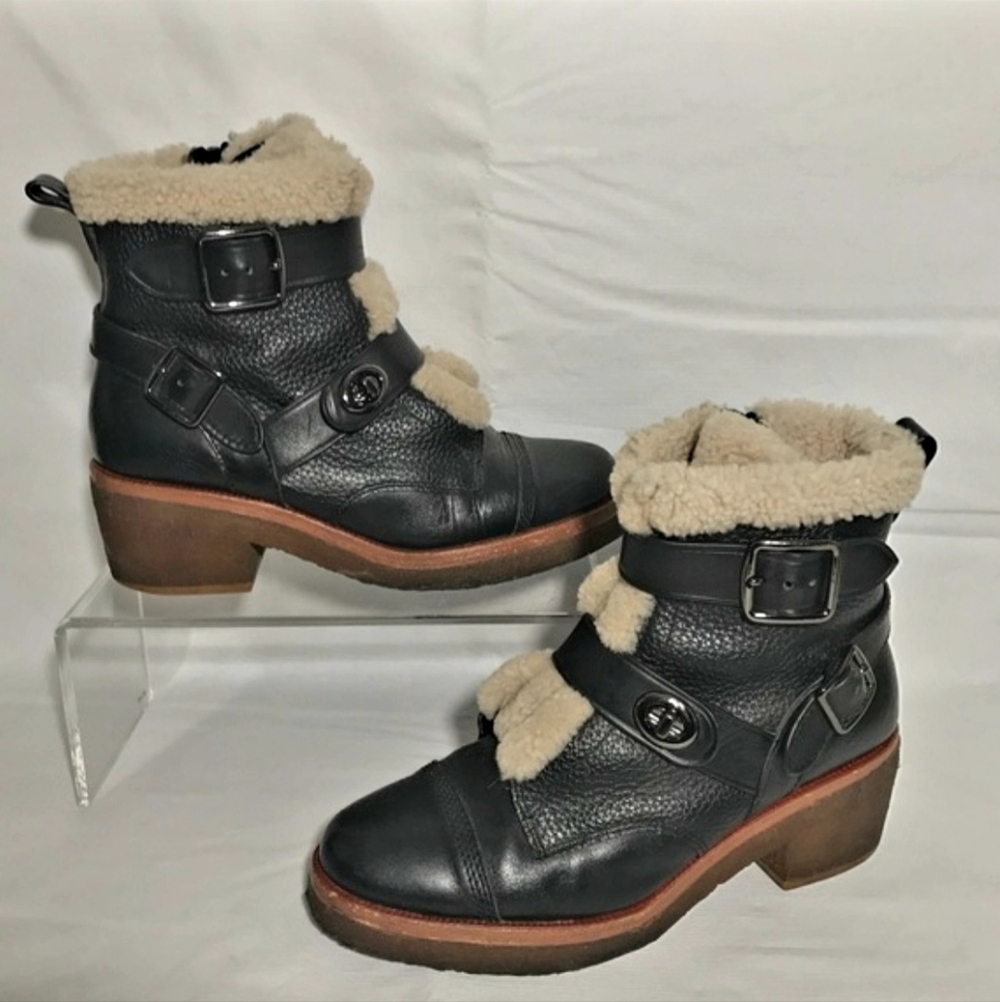 Coach Preston Leather Shearling Boots